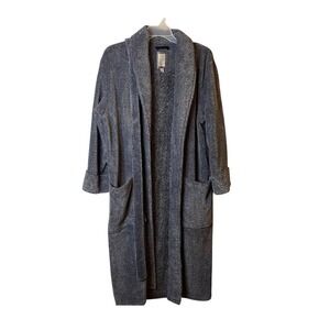 Daniel Buchler Mens Plush Fleece Robe Charcoal Gray Size Medium Loungewear